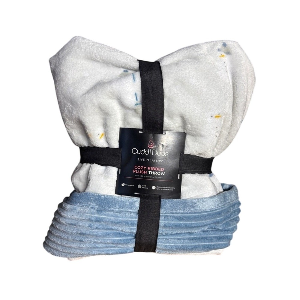 Cuddl Duds Cozy Plush Sherpa Throw Blanket Ribbed Snowman 50in by 60in Gift NEW